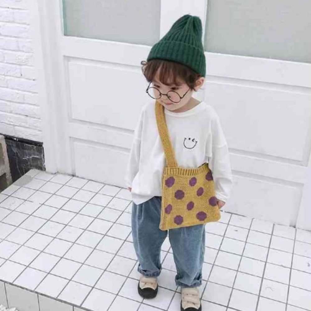 Kids Polkadots Knit Bag